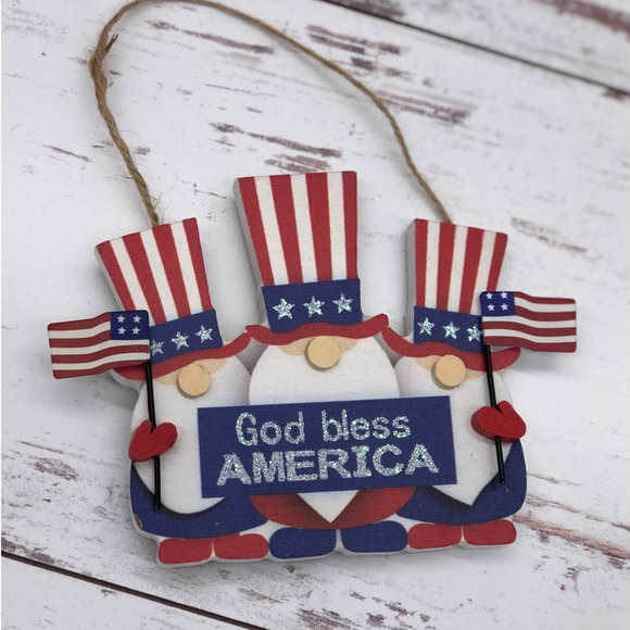 Holiday God Bless America Patriotic Uncle Sam Gnome Ornament America
